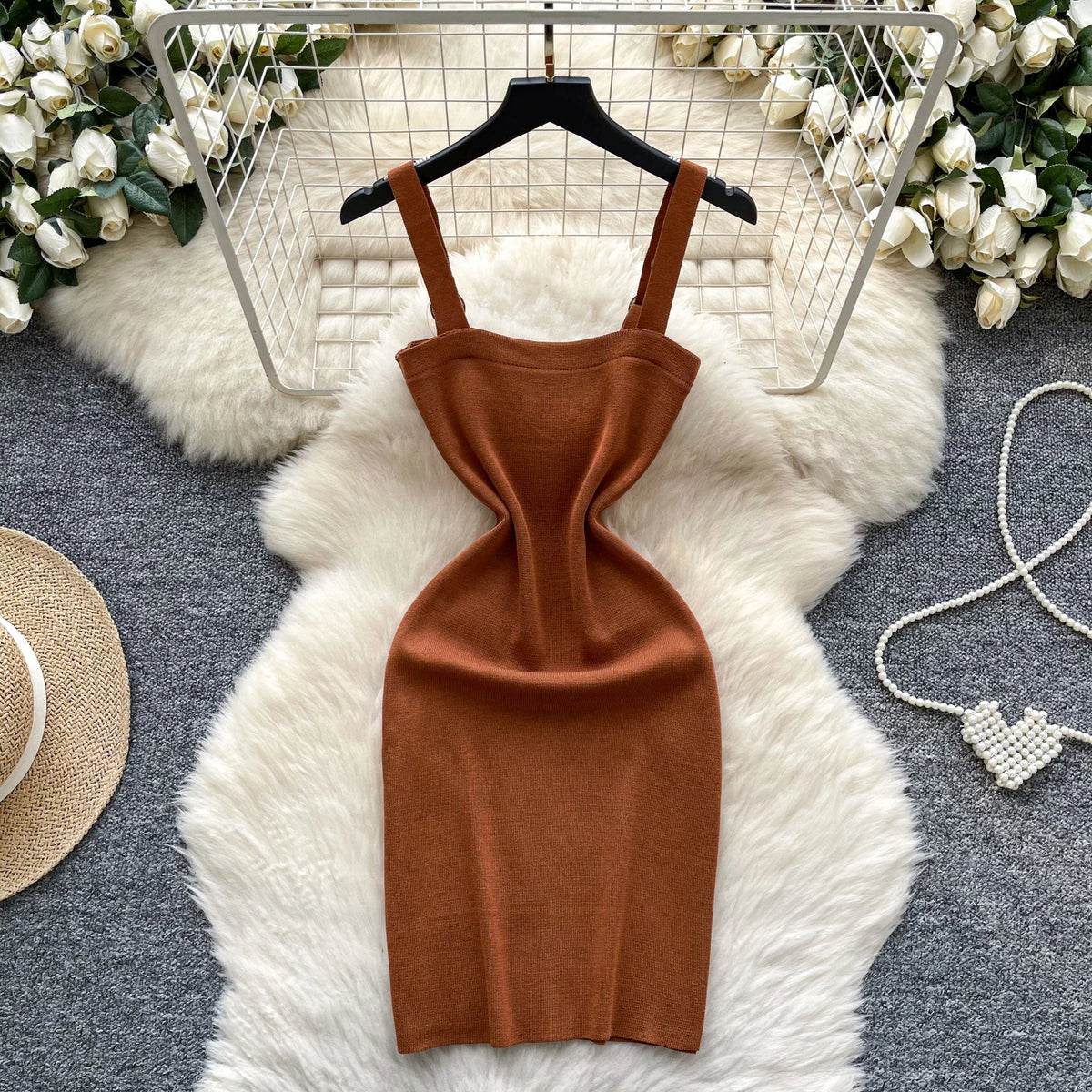 Ribbed Knit Backless Mini Dress