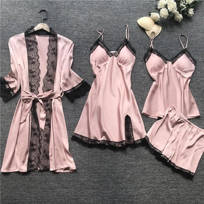 Silk Robe and Lace Nightdress Set
