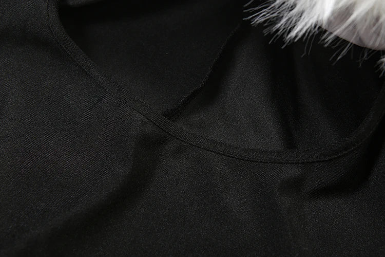 Nibber Hollow Slash Neck Jumpsuits Woman Furry Patchwork Autumn New Trend Sexy Navel Exposed Skinny Peach Hip Hottie Clubwear