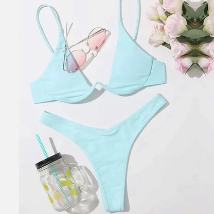 New Underwired High Cut Bikini Push