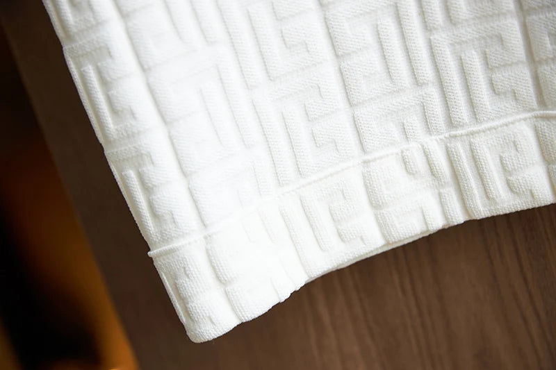 Elegant Design New Fall Slim Fit Notched Sweater Tops Mini Skirt Stretchy Knitted 2 Pieces OL Sets with Belt