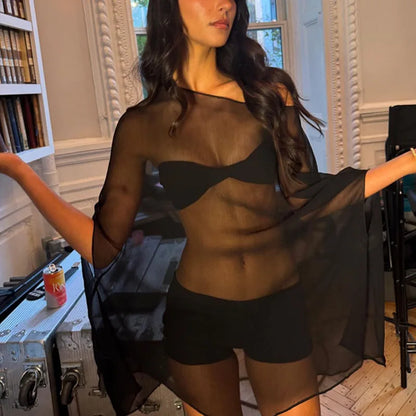 See-Through Chiffon Cover-Up Blouse