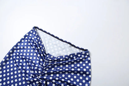 Dot Print Backless Halter Two-Piece Set