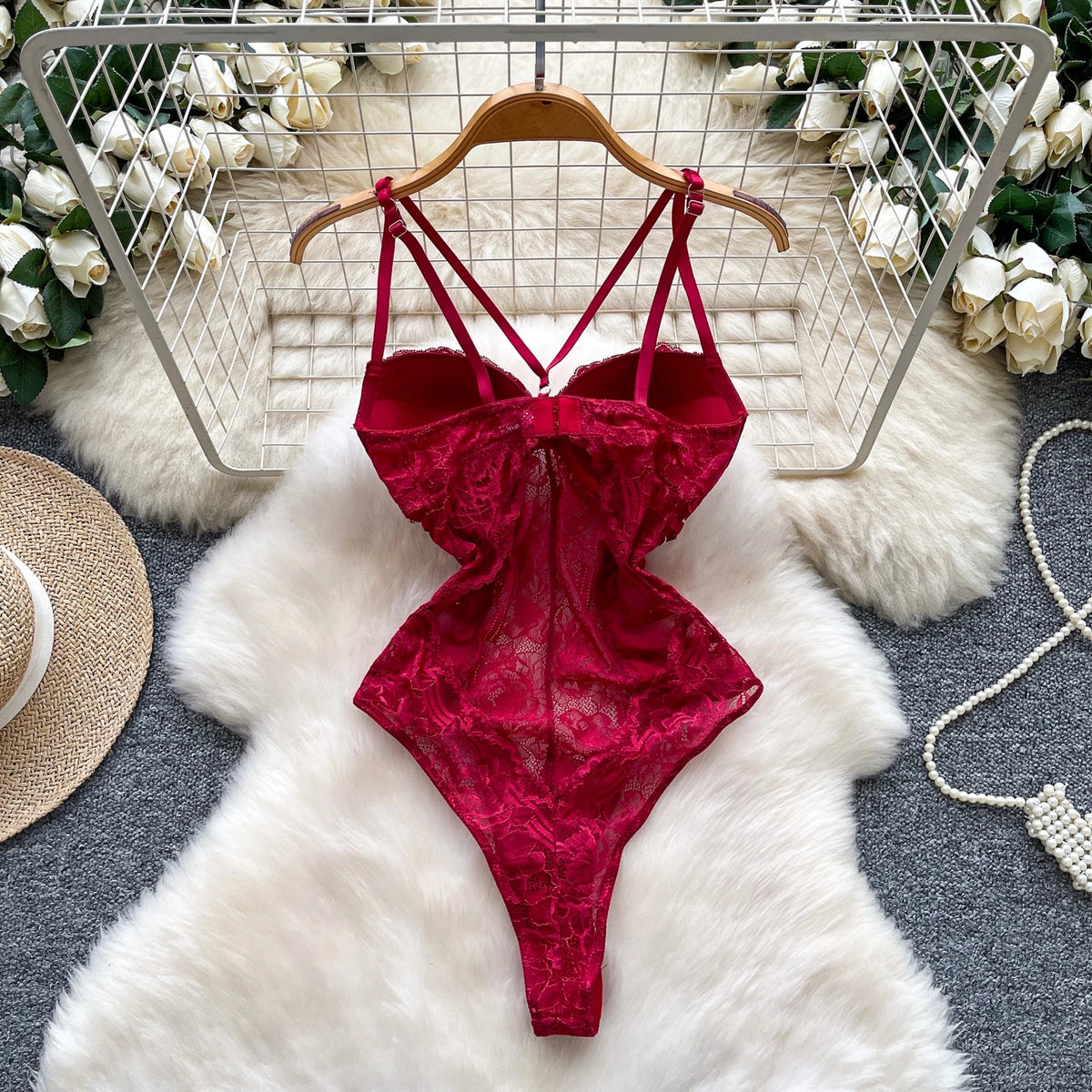 Halter lace Bodysuit Chic Elastic Bodycone