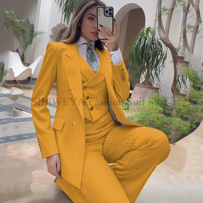 Navy Striped 3-Piece Blazer, Vest & Pant Set