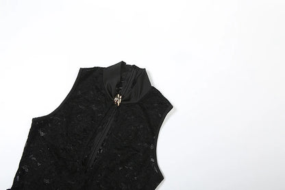 Ruched Metal Knot Stretch Jumpsuit