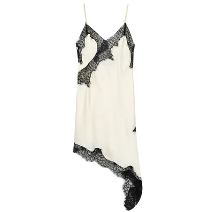 HXAO Lace Asymmetric Dress Midi Slip
