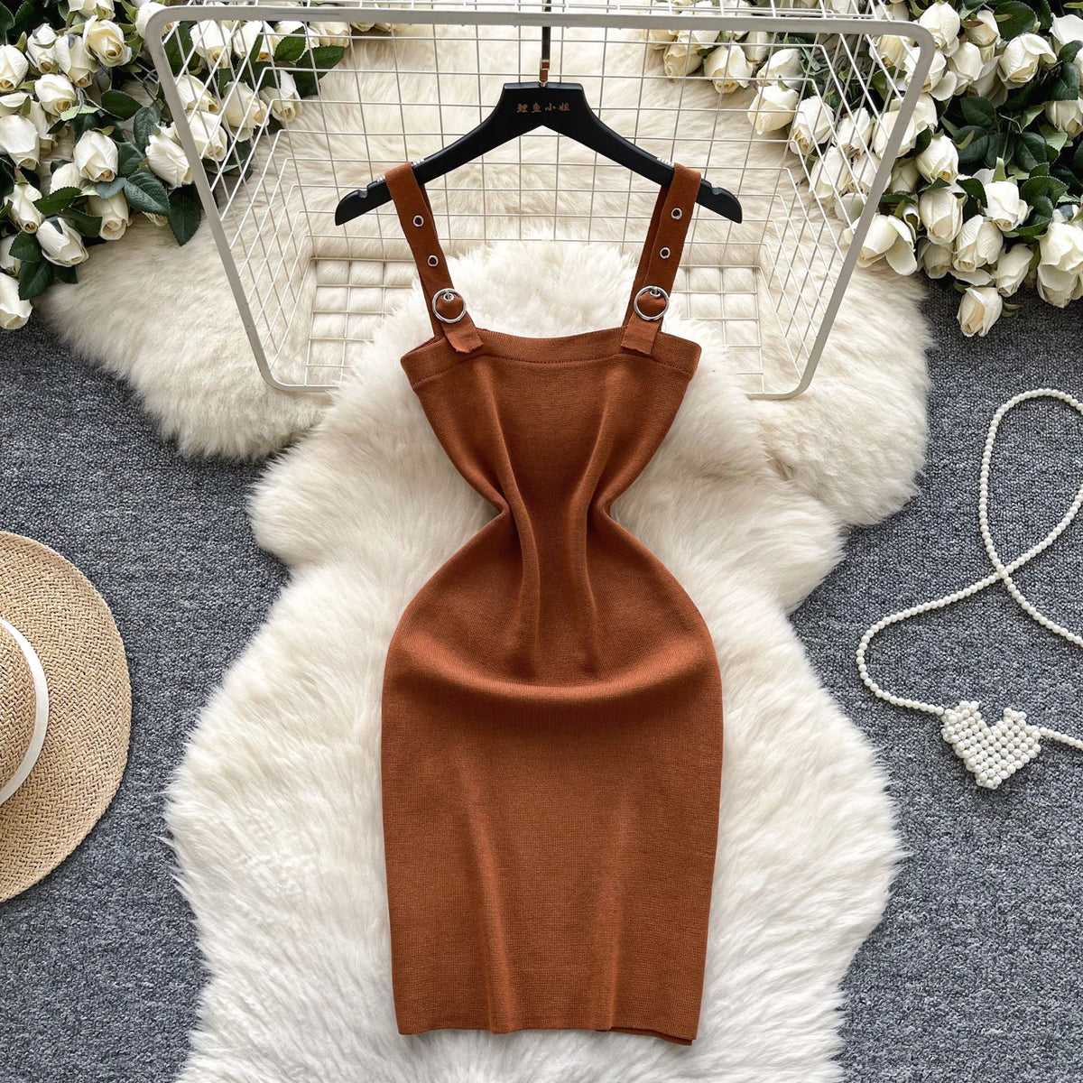 Ribbed Knit Backless Mini Dress