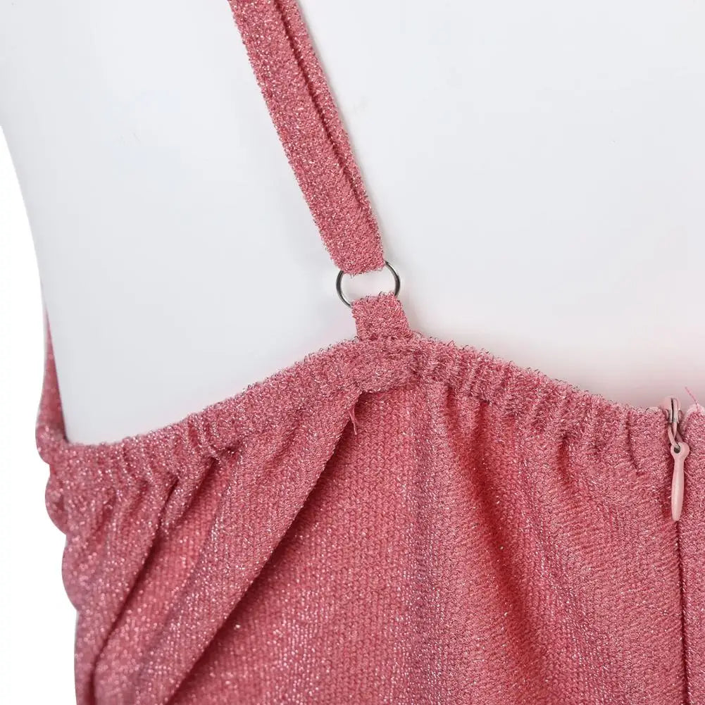 Woman Spring Summer Bodycon Dress Sexy Shiny Sequins Spaghetti Strap Split High Waist Dress Lady Prom Dress Evening Dresses