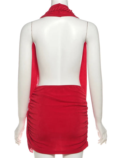 Nibber Backless Dress Twist Bandage Halter