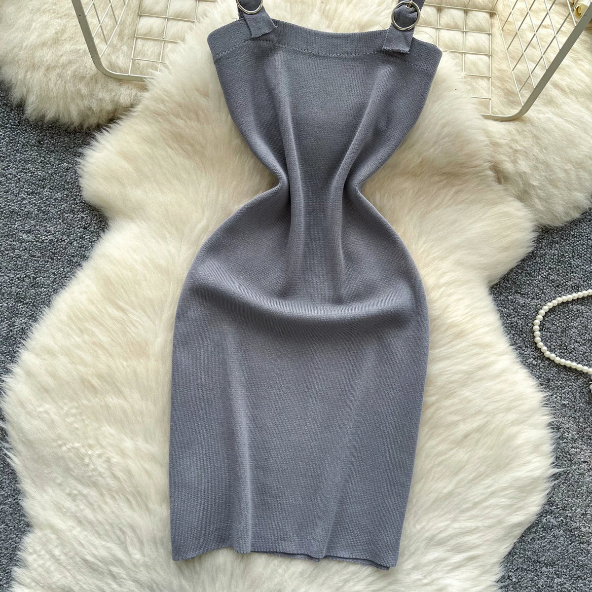 Ribbed Knit Backless Mini Dress