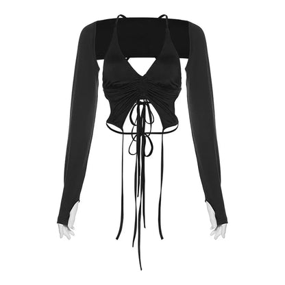 New Dark Y2k Punk Drawstring Bandage
