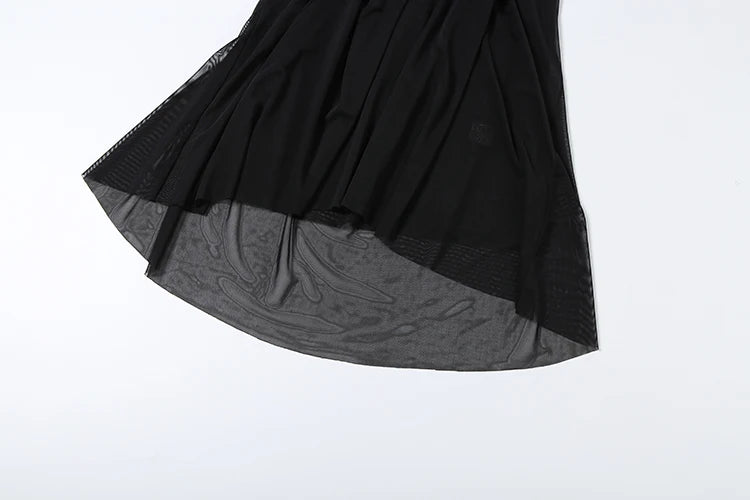 Weird Puss Sexy See Through Dress Women Sexy Halter Chain Backless Irregular Ruched Patchwork Vacation Birthday Party Clubwear