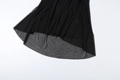 Halter Chain Ruched Mesh Maxi Dress