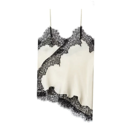 Asymmetrical Lace Backless Slip Top