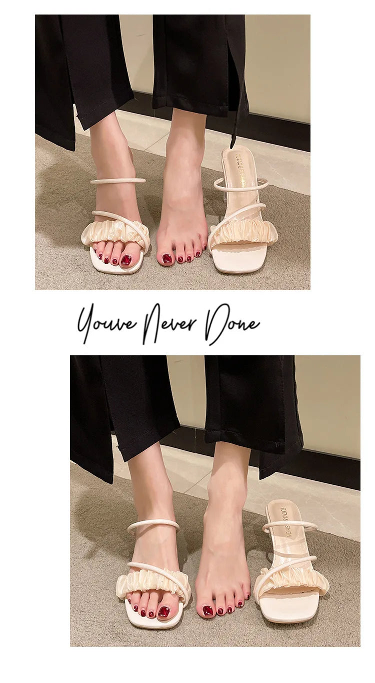 Transparent, Sandals Thick High Heels, with