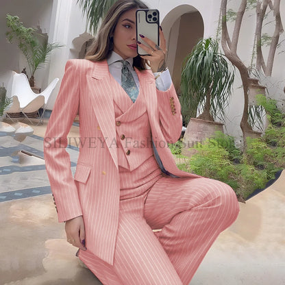 Luxury Striped 3-Piece Blazer & Pants Suit