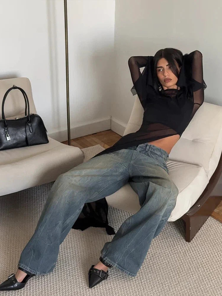 Nibber Irregular Hem t-Shirt Women Patchwork Sexy o-Neck Flared Sleeves Summer Daily Fashion Midnight Skinny Hottie Long Tops