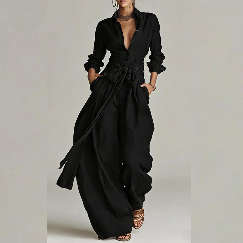 Single-Breasted Lapel Top & Pants Set