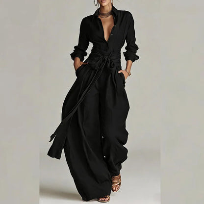 Single-Breasted Lapel Top & Pants Set