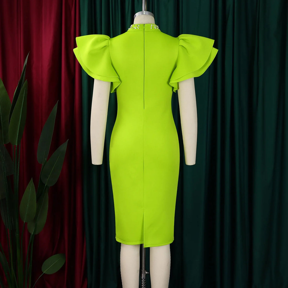 Elegant Beaded Bodycon Midi Dress