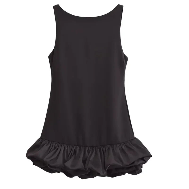 HXAO White Short Dress Ruffle Backless