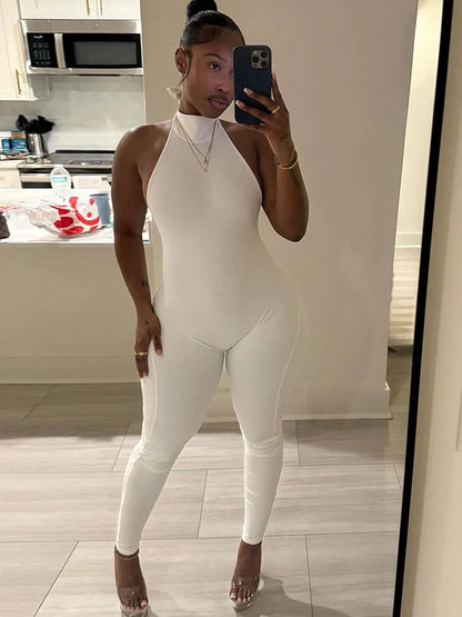 Bandage Halter Backless Skinny Jumpsuit