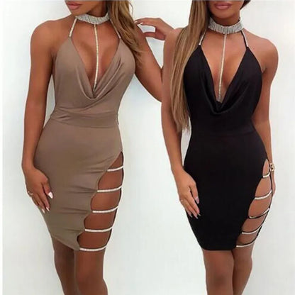 Deep V Neck Low-cut Side Split