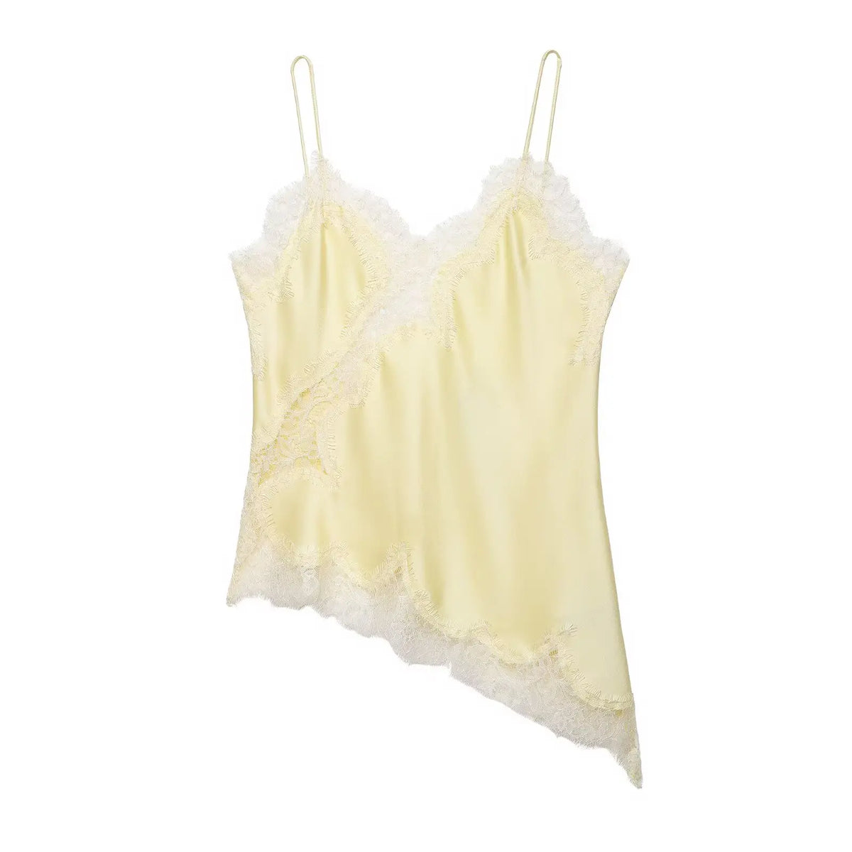 Asymmetrical Lace Backless Slip Top