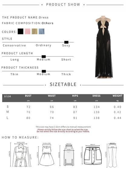 Halter See-Through Chain Backless Maxi Gown