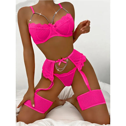 Sexy Lace Underwire Bra & Garter Set