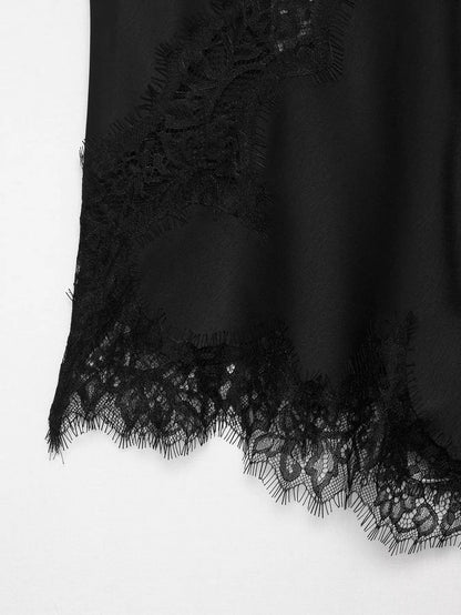 Asymmetrical Lace Backless Slip Top