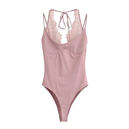 Bodysuit 2026 New Brown Spliced Lace