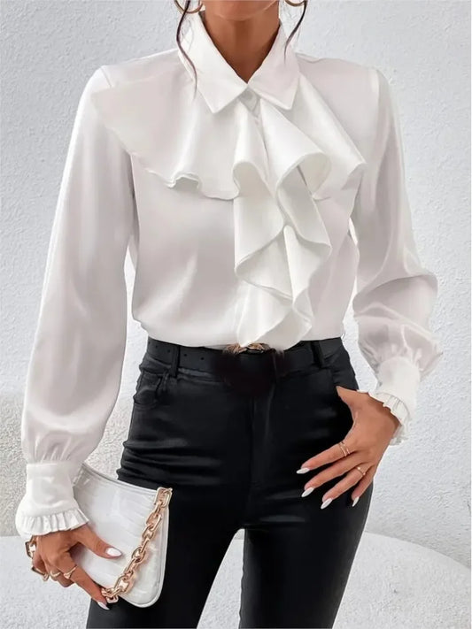 Shirts White Ruffled Blouse Tops New