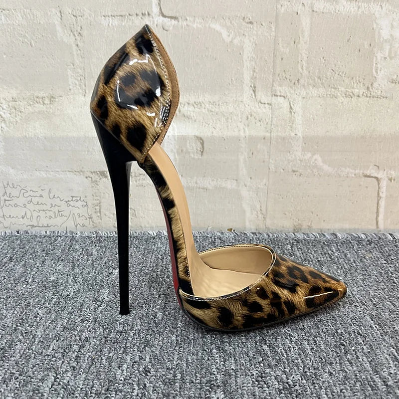CACA 16/14cm Leopard Patent Leather Pumps,Fetish