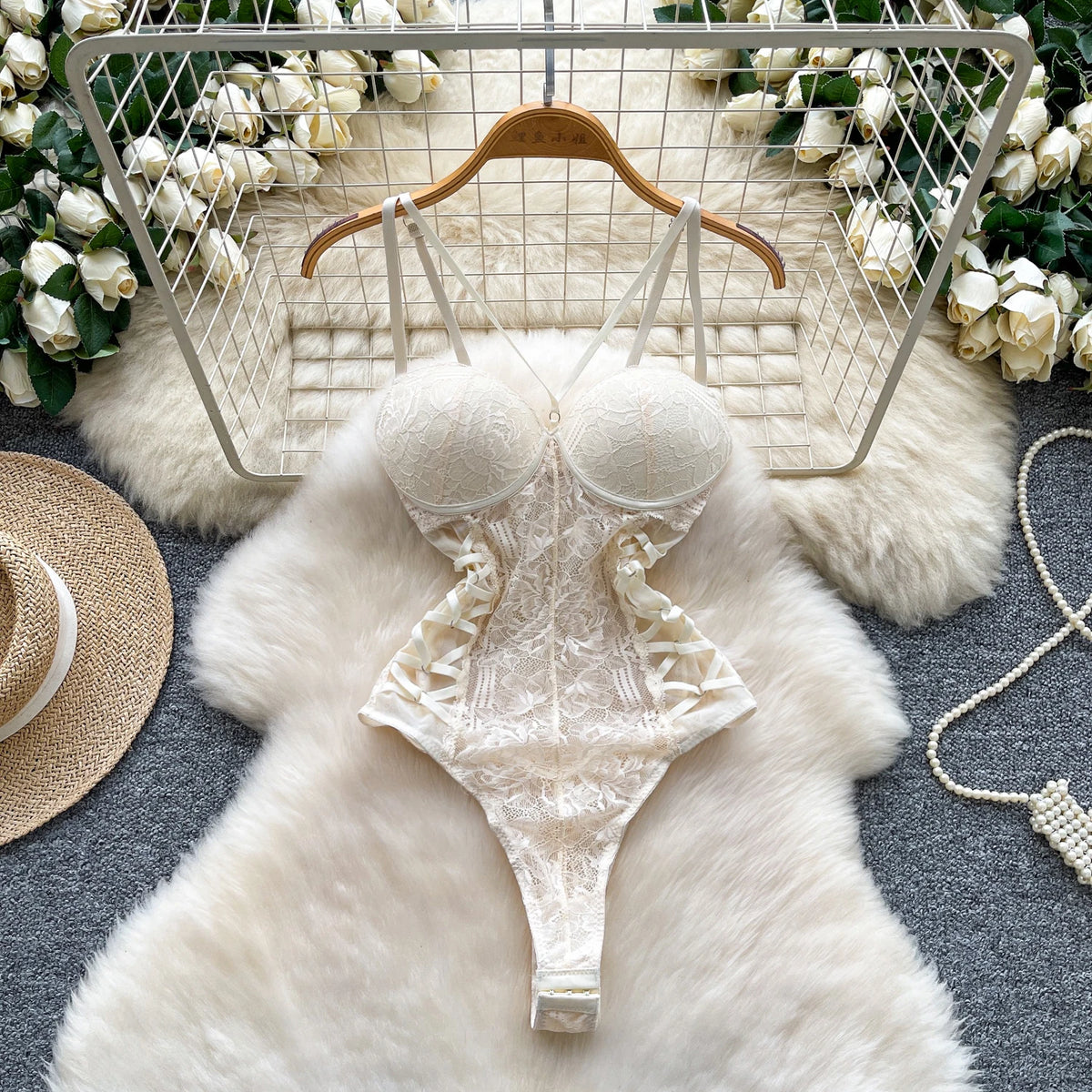 Halter lace Bodysuit Chic Elastic Bodycone