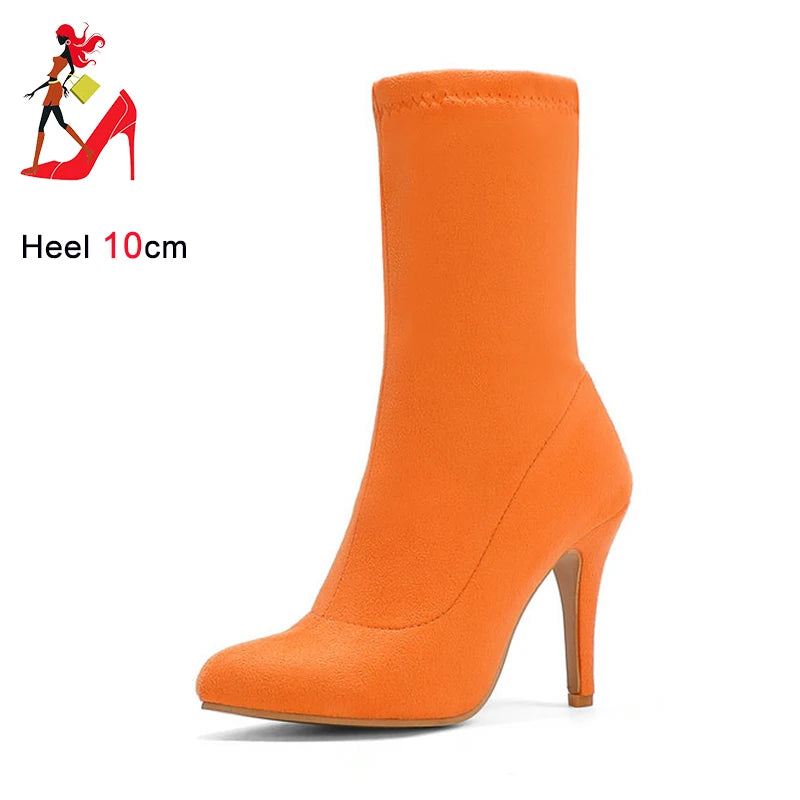 Sock Short Boots Mid-Calf Thin High