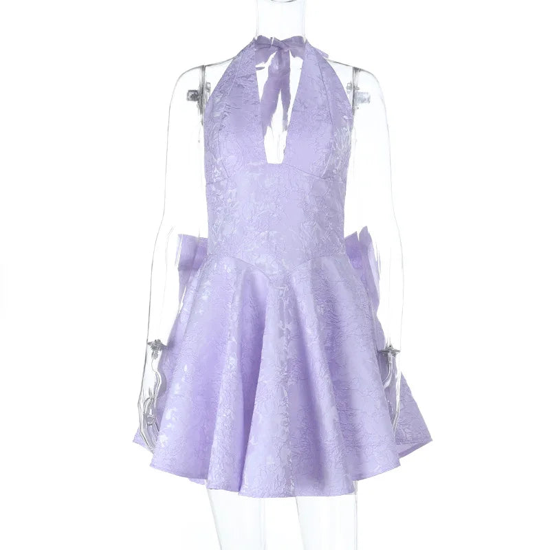 Evening Party Dresses Bow Halter Long