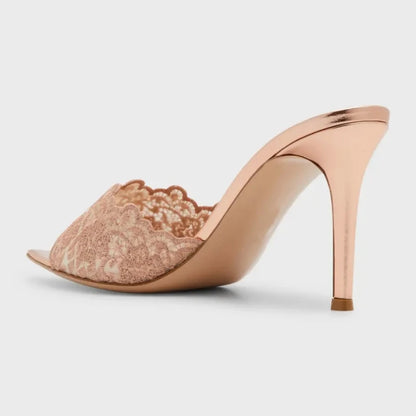 New High Heel Sandals Lace Embroidery
