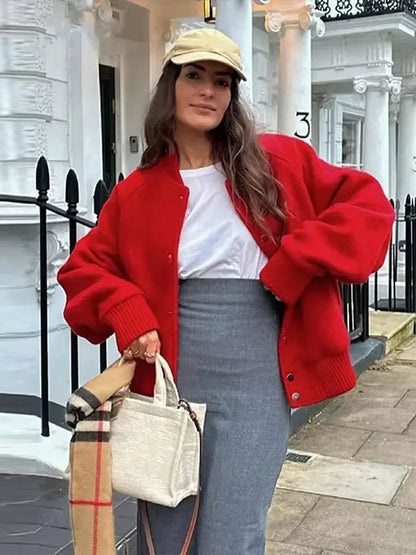 Solid Button-Down Bomber Jacket