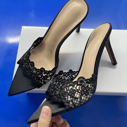 New High Heel Sandals Lace Embroidery