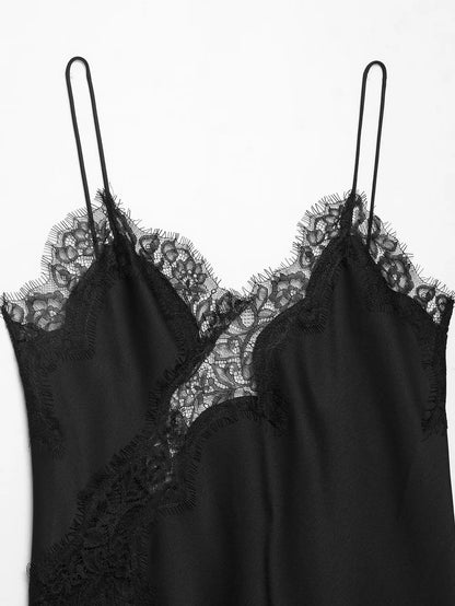 Asymmetrical Lace Backless Slip Top