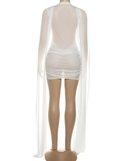 See-Through Patchwork Bodycon Mini Dress