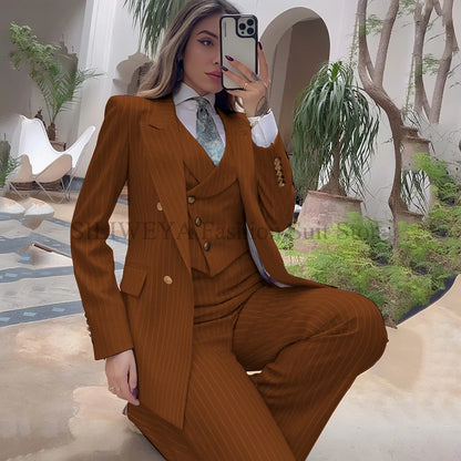 Navy Striped 3-Piece Blazer, Vest & Pant Set