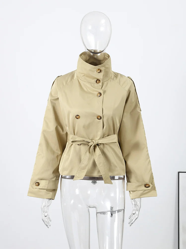 Double-Breasted Belted Trench Jacket