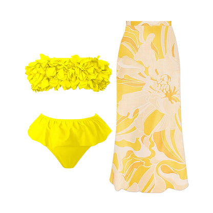 Off-Shoulder Ruffle Push-Up Swimsuit