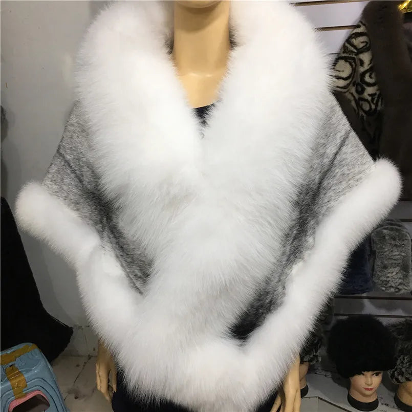 Natural Mink Fur Cape with Real
