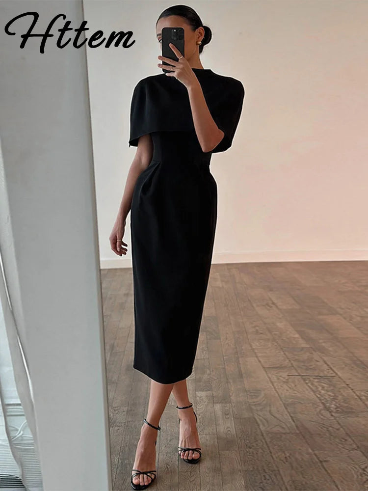 Solid Shawl Dress Suit Short Sleeve