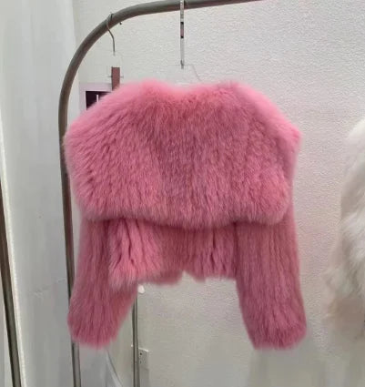 Imitation fur short coat woven Rex