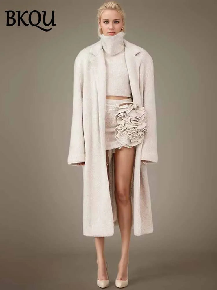 Knitted 3-Piece Cardigan & Mini Skirt Set